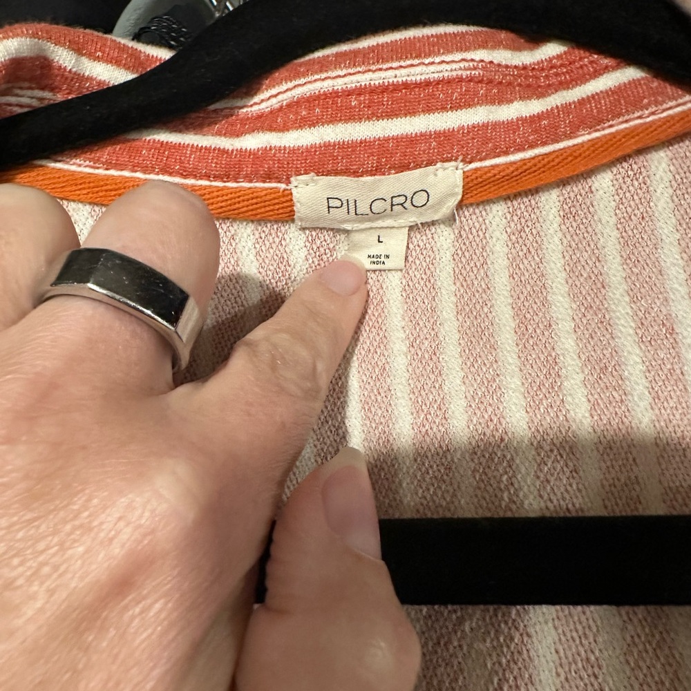 Pilcro Red and White Striped Button Down Shirt - Picture 2 of 4